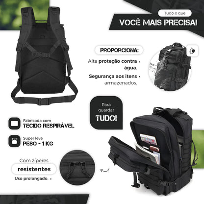 Mochila Tática 50 Litros Reforçada Impermeável Masculina Grande Camping