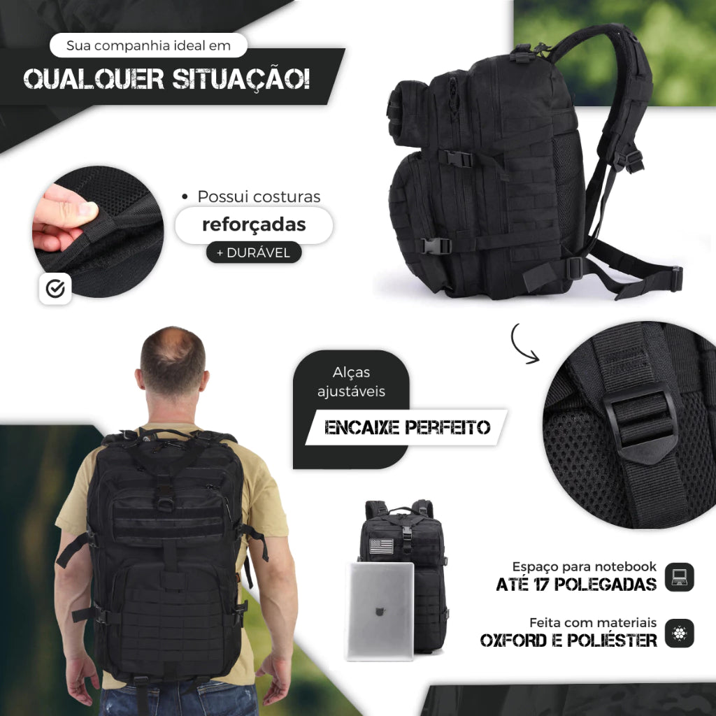 Mochila Tática 50 Litros Reforçada Impermeável Masculina Grande Camping