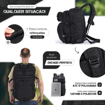 Mochila Tática 50 Litros Reforçada Impermeável Masculina Grande Camping